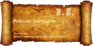 Maksay Bertalan névjegykártya