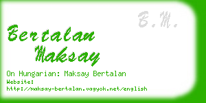 bertalan maksay business card